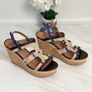 Lucky Brand Keena Leather Textured Wedges Sz 9M